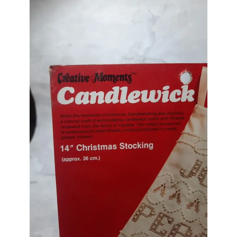 Vtg Paragon Creative Moments Candlewick Stocking Kit Christmas Greetings 8638